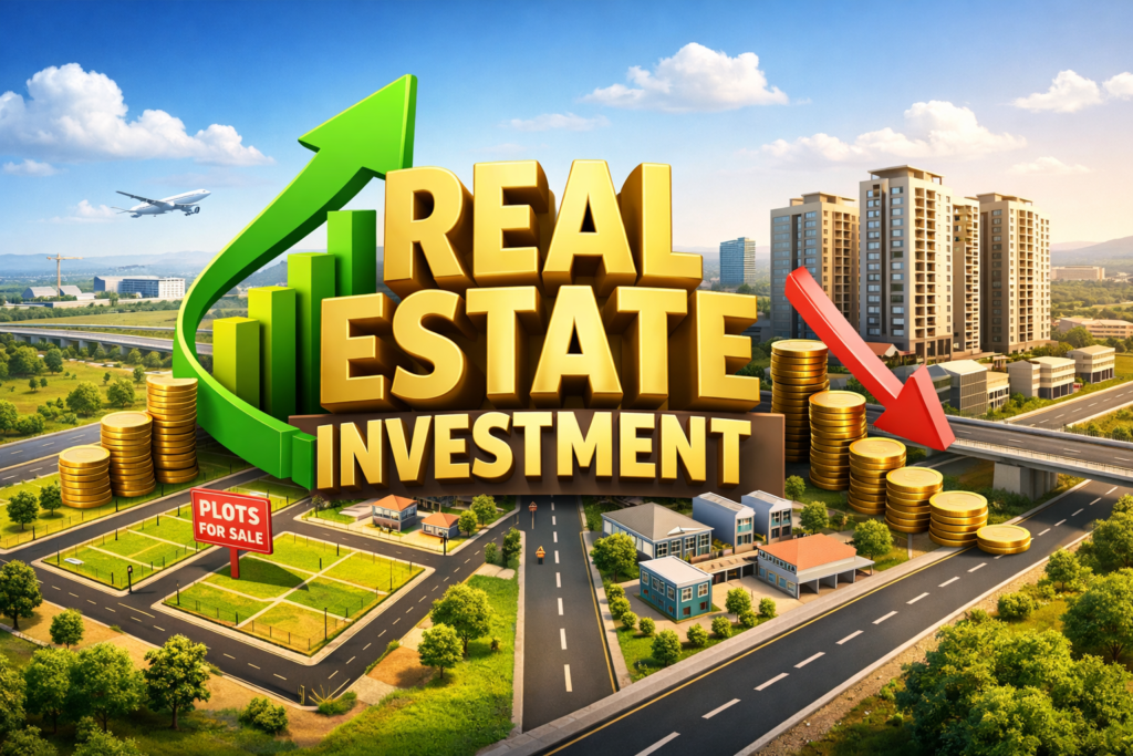 open land investment vs apartment buildings showing rising land value and declining apartment value in Hyderabad real estate market